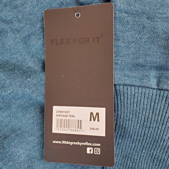 $5 SALE!!! NWT 90 Degree By Reflex Medium Vintage Blue Hoodie $68 - Picture 3 of 8